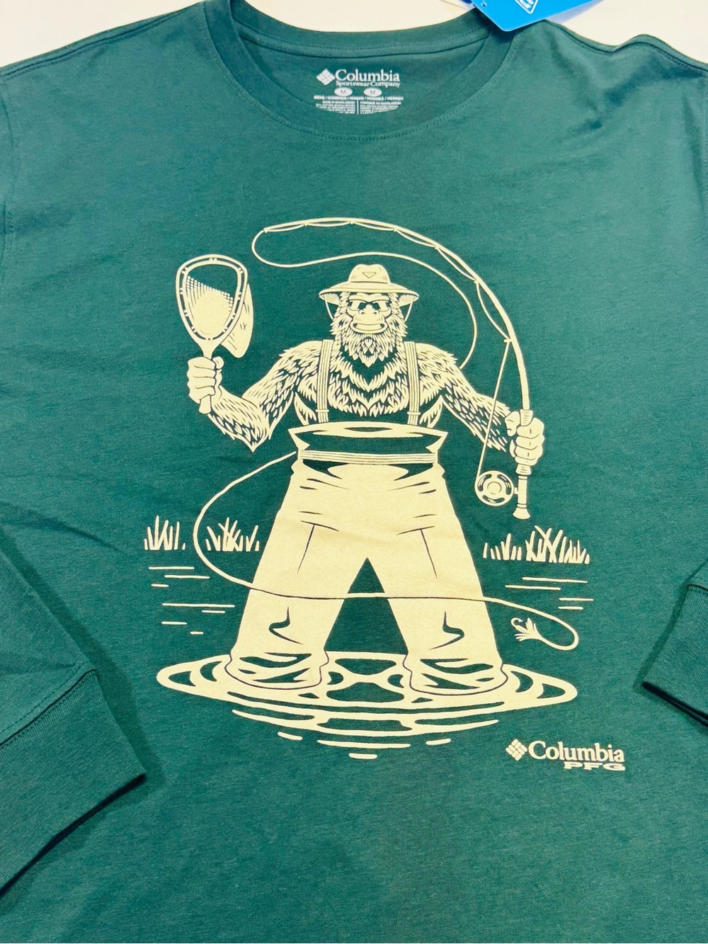 Columbia Green Long-Sleeve Fishing Graphic Tee